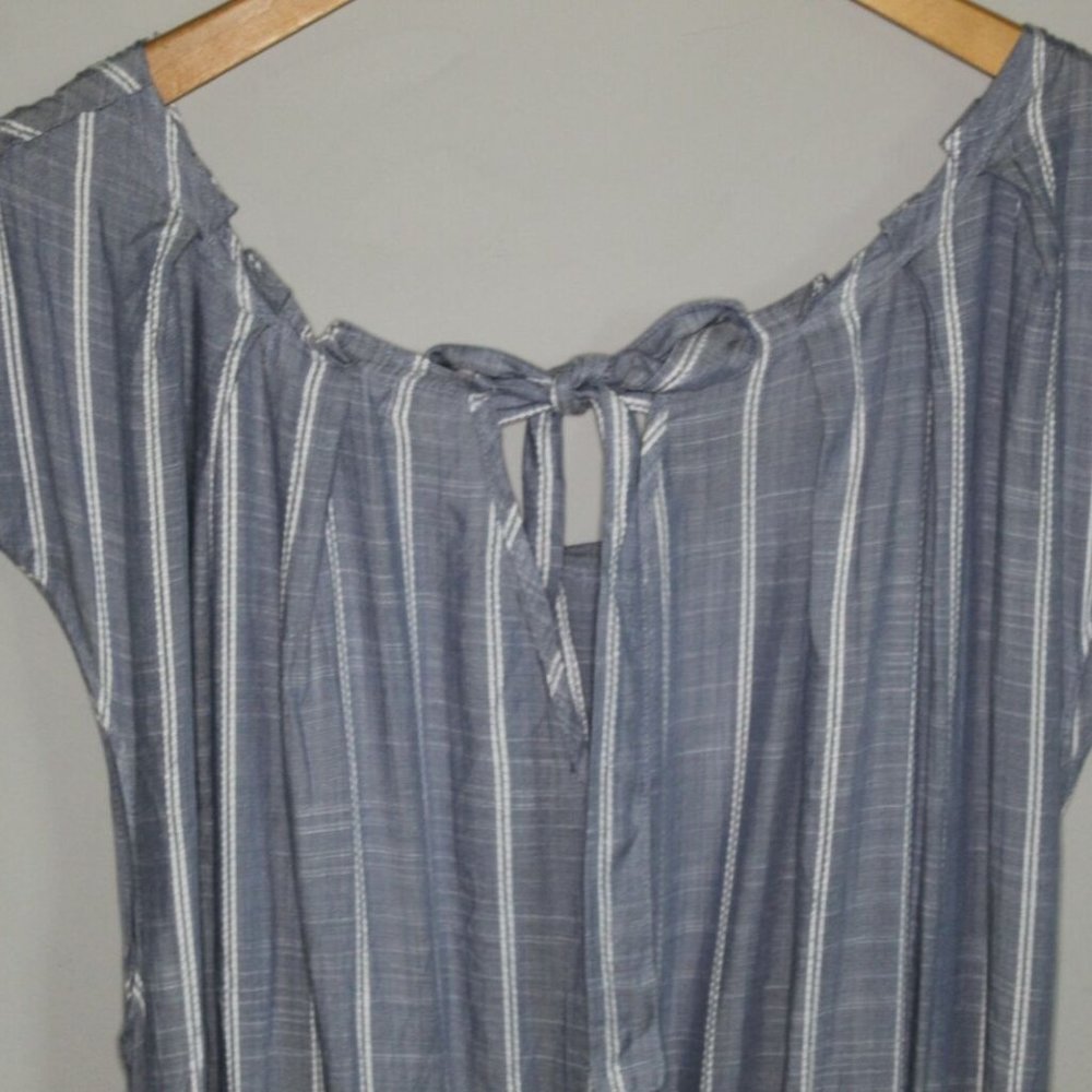 Lauren Conrad Striped Pleated Neck Dress H10666 - Picture 9 of 11